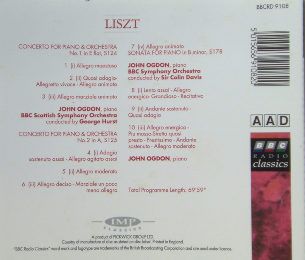 LISZT Piano Concertos No.1 AND 2 - Sonata For Piano In B Minor